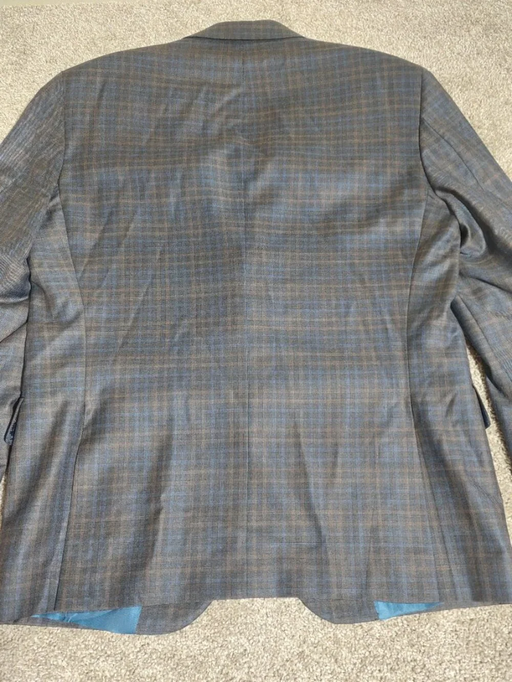 Peter Millar Men's 100% Wool Gingham Check Blazer Sport Coat grey size 40S